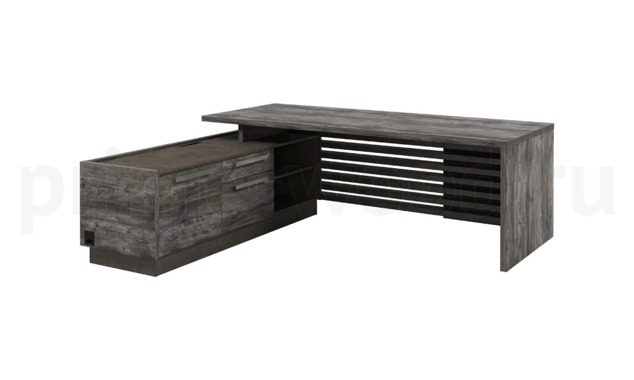 Стол с опорной тумбой с блоком розеток (левый) Vestar 220x203x75 - фото 1